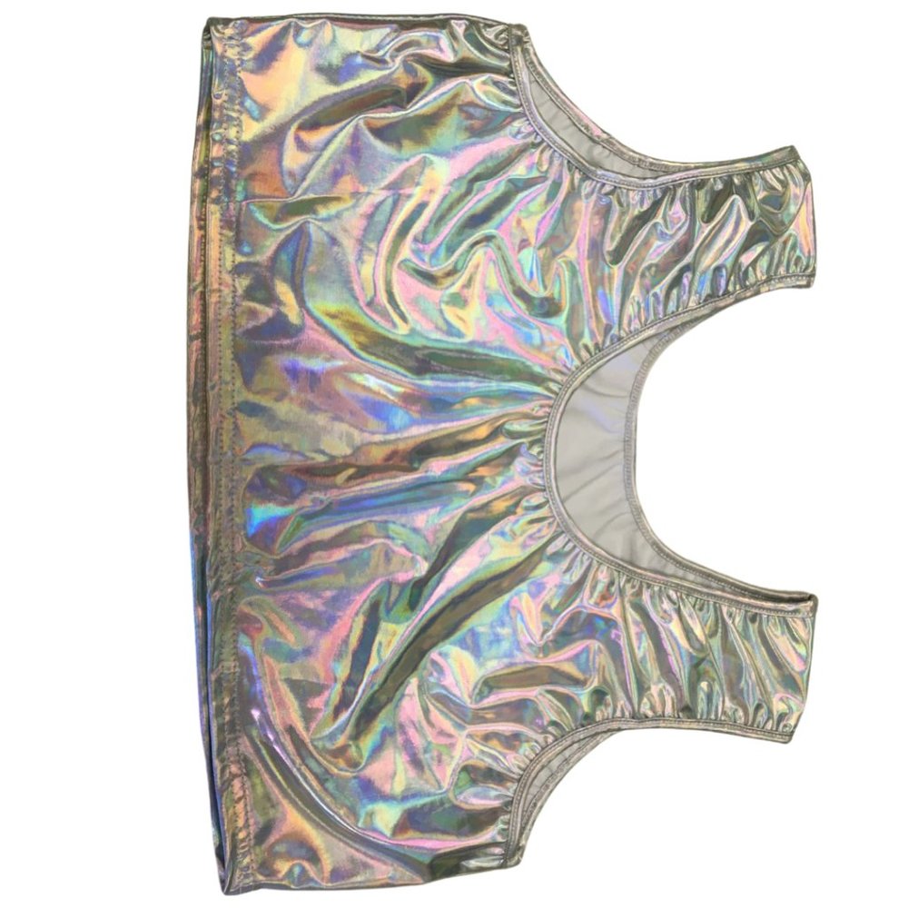 Summer Women Rave Festival Holographic Iridescent Green Mermaid Scale Tank